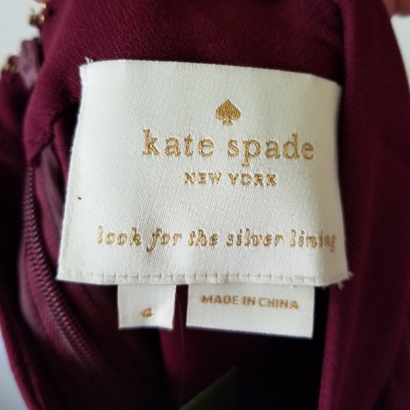 Kate Spade satin crepe flutter sleeve dress - Picture 4 of 5